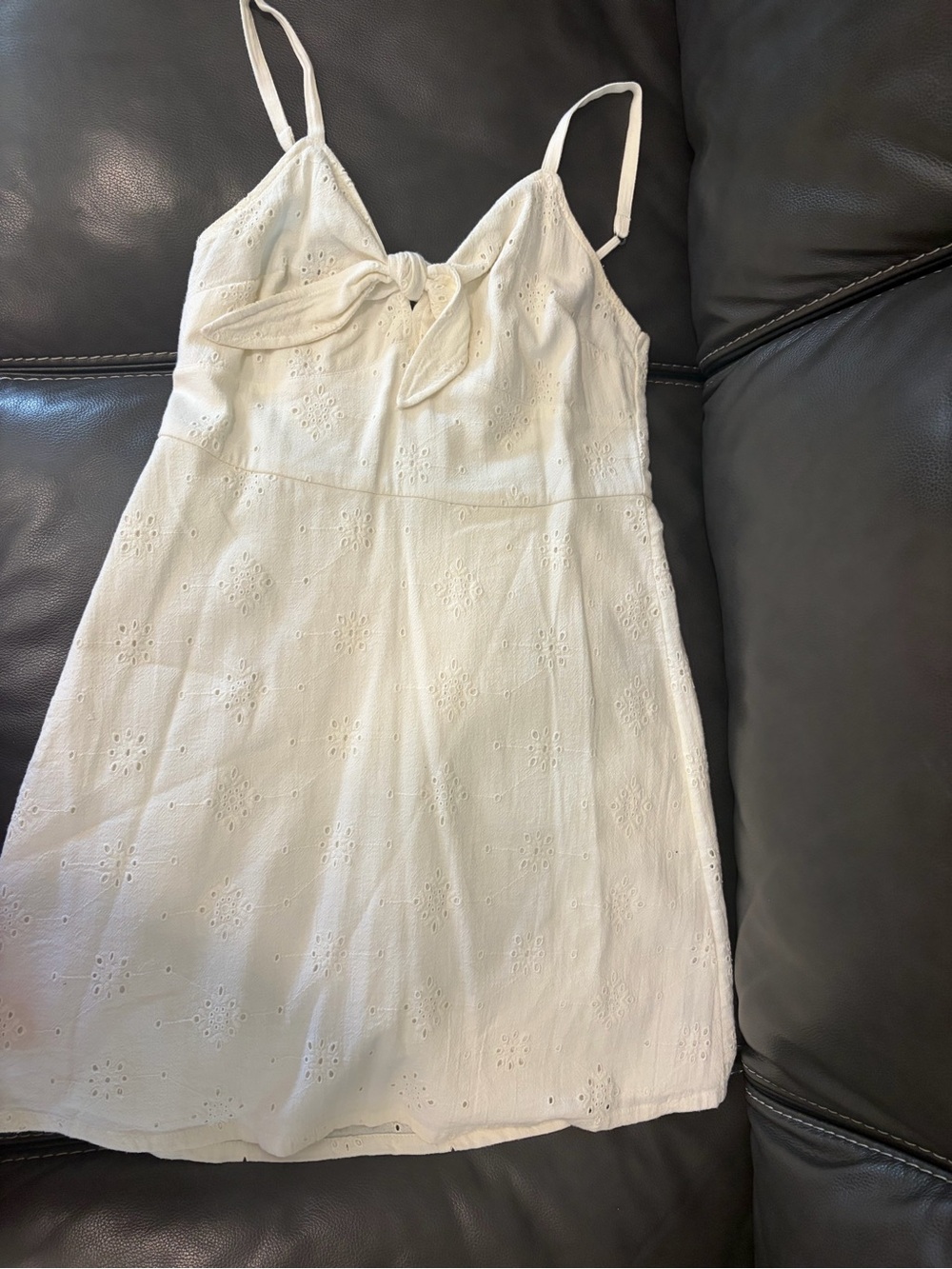 Hollister White Eyelet Tie-Front Mini Dress